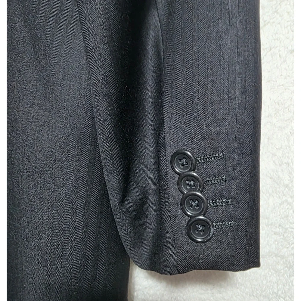 Ermenegildo Zegna Trofeo Navy Blue Herringbone Wool Sport Coat Blazer Italy 46R
